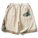 Flower Embroidery Patchwork Short